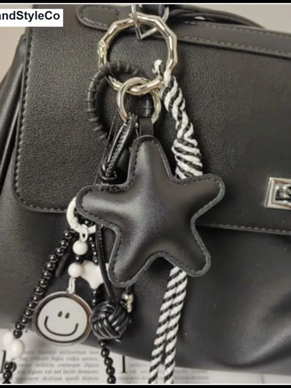 Leather Pentagram Bag Charm Keychain